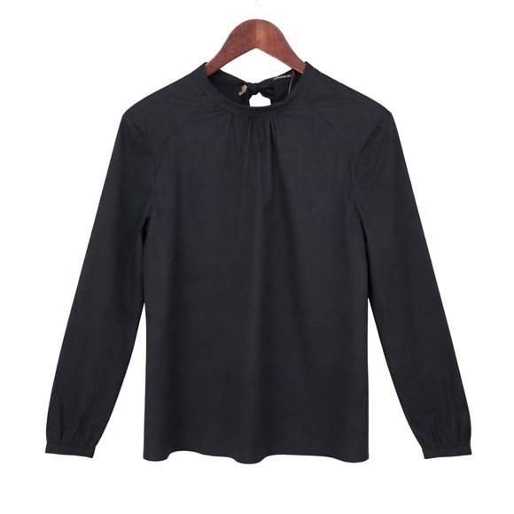 J. McLaughlin Elodie Blouse Black Size M NWT $158 Mock Neck Top Quiet Luxury - Picture 2 of 16